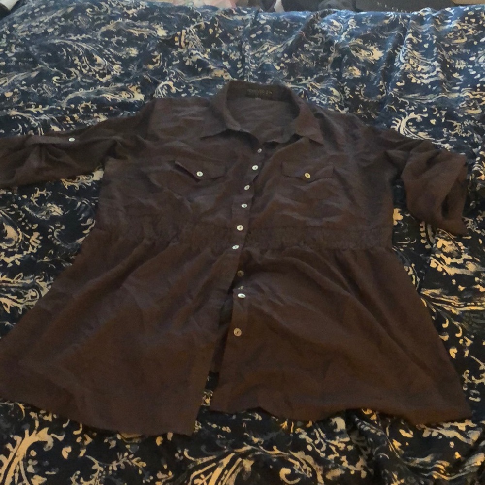 Gray button down tunic